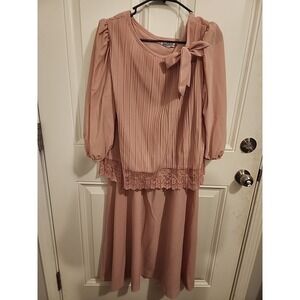 Vtg Good Times Montgomery Ward Drop Waist Grandma Dress Made In USA Size 17 18